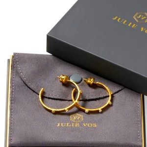 Julie Vos Crescent Stone Hoop Earrings SIZE M
